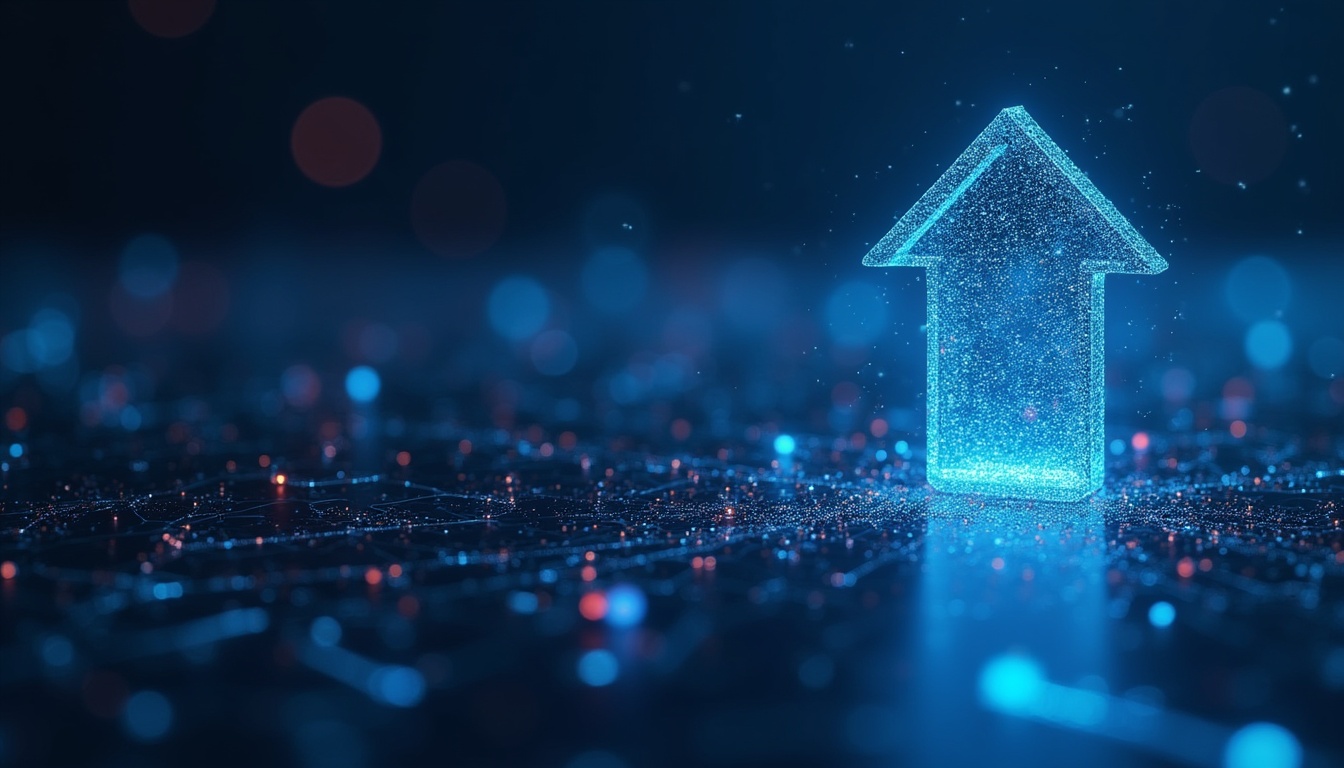 Ilustrație cu diverse dispozitive de rețea internet și simboluri de viteză Wi-Fi.